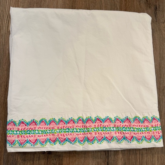 Lilly Pulitzer X Pottery Barn It’s Impawsible Geo Border King Flat Sheet - Picture 1 of 4